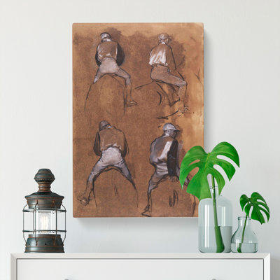Horse Jockeys by Edgar Degas - Wrapped Canvas