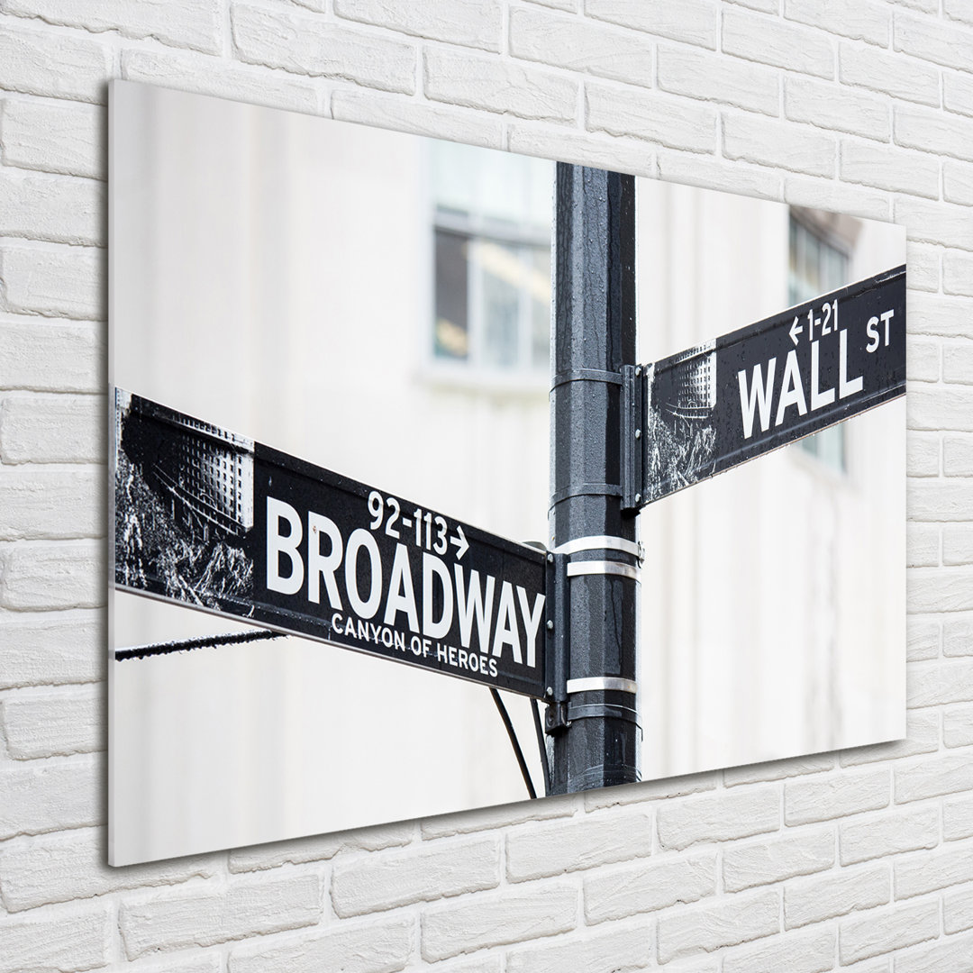 Glasbild Wall Street Sign