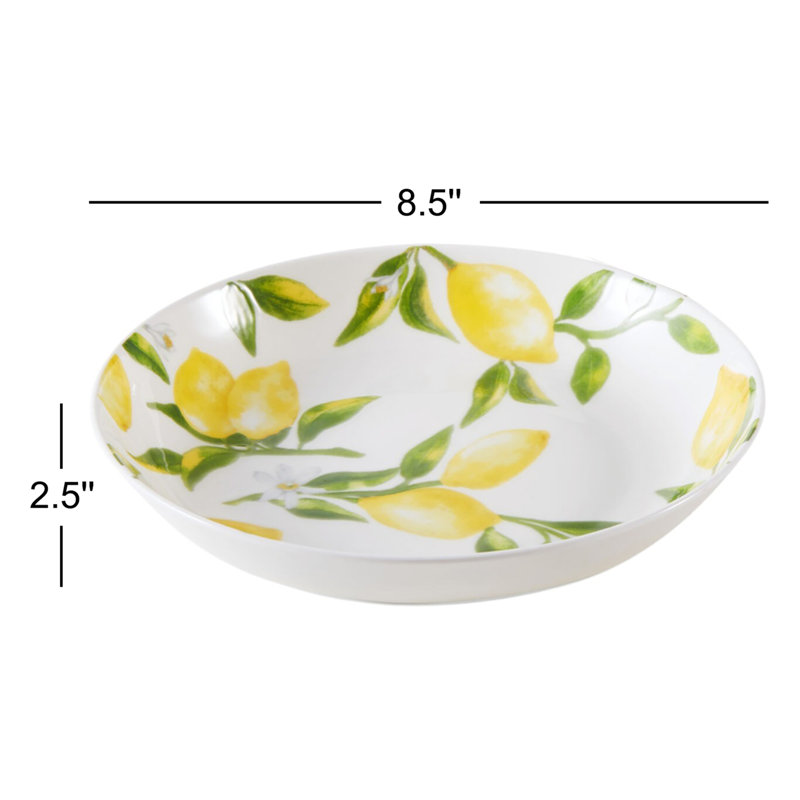 Lemons 8.5 in Bone Chine Pasta Bowls