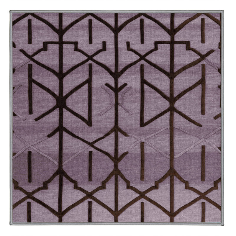 Tapis rose à motif treillis lavable à la machine, Carré 4 pi