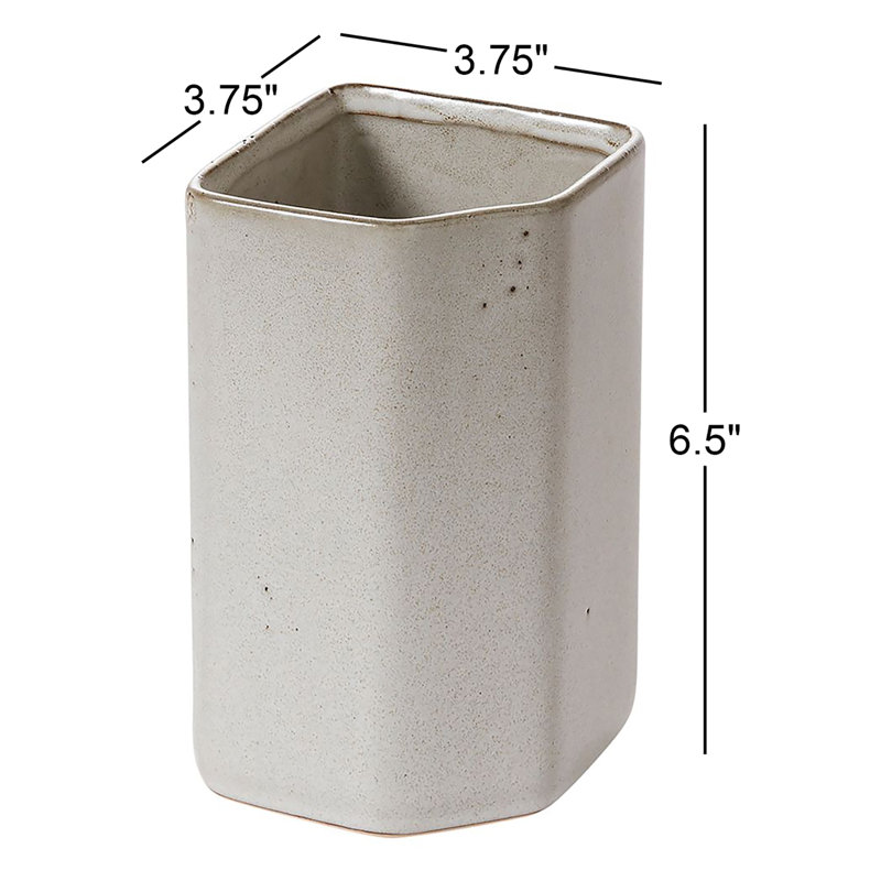 Handmade Ceramic Table Vase, 6.5" H x 3.75" W x 3.75" D