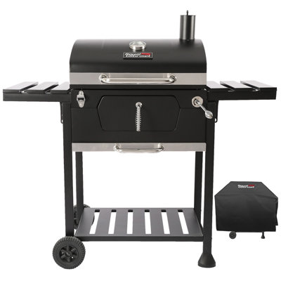 Royal Gourmet 24" Crop Barrel Charcoal Grill with Side Shelf and Cover