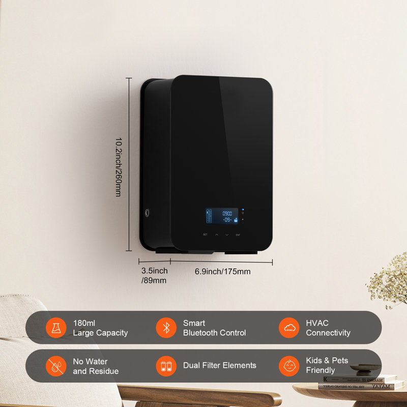 Scent Air Machine, 180ml Bluetooth Smart Essential Oil Diffuser, 2000sq.ft Waterless HVAC Scent Diffuser with Cold Air Technology, Aromatherapy Diffuser Machine for Home, Office, Hotel