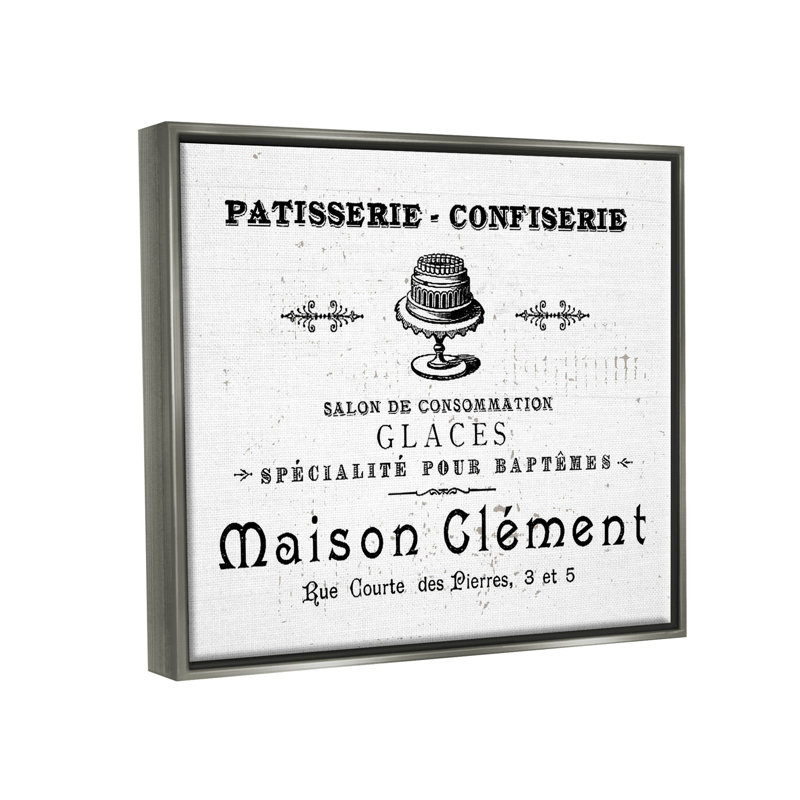 «Vintage Patisserie Bakery», art giclée par Lil 'Rue, H 17 po x l 21 po x P 1,7 po, Cadre flottant gris lustré