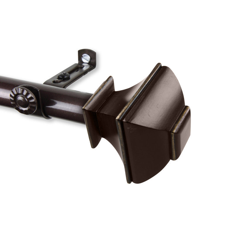 Tringle de rideau de coin réglable simple Anferney, Cacao, 66 po à 120 po