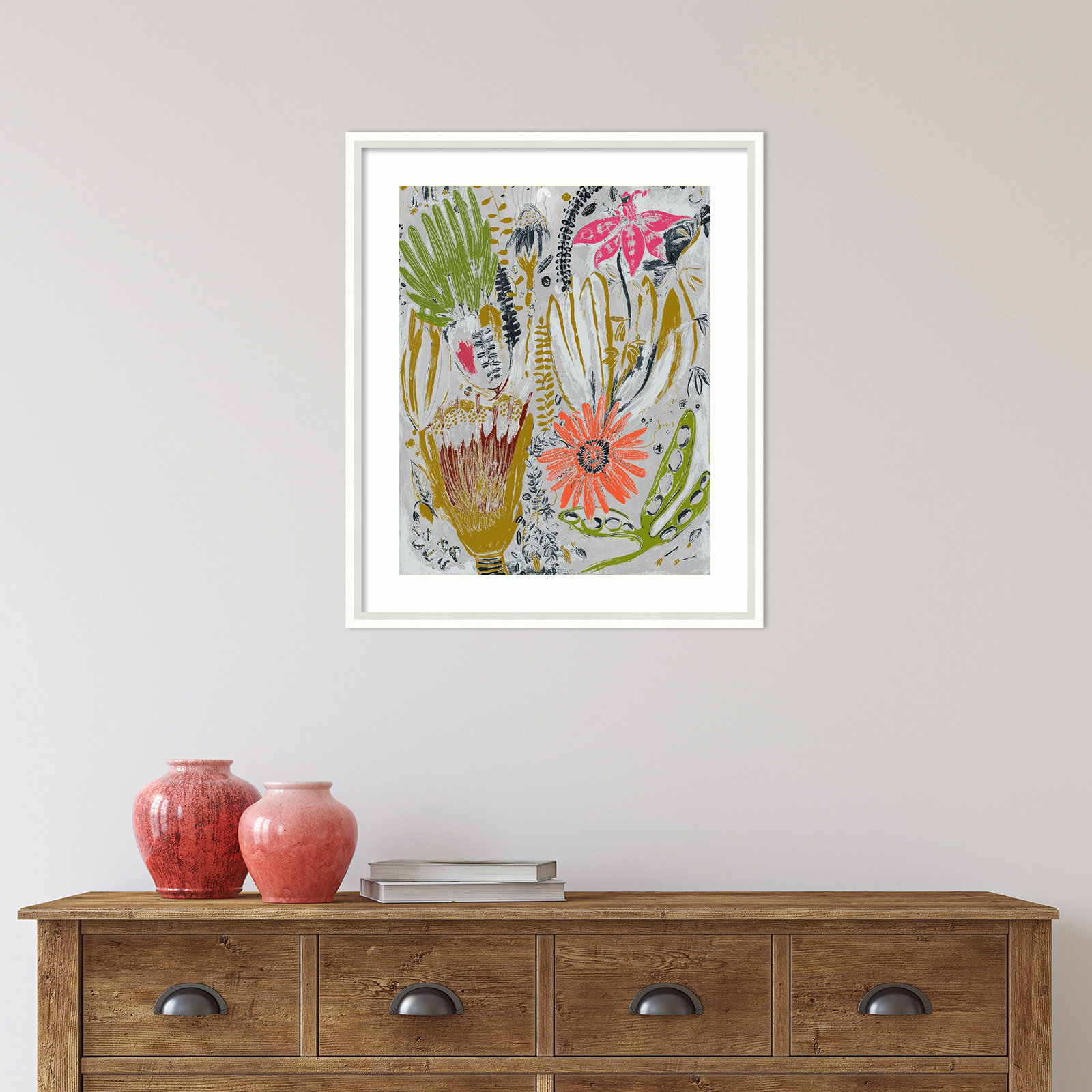Tropical Blooms by Maya Woods, White, 21" W x 25" H