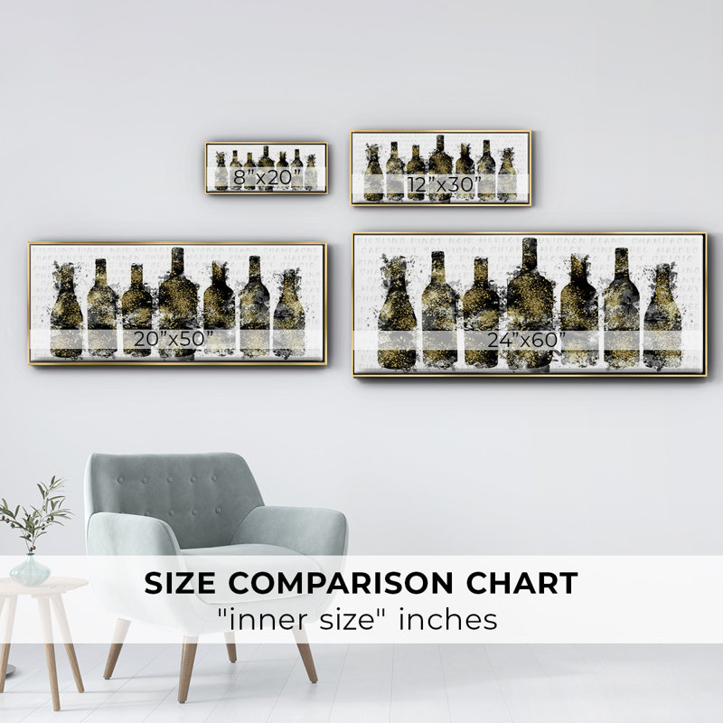 Wine Selection- Framed Canvas, 12" H x 30" W