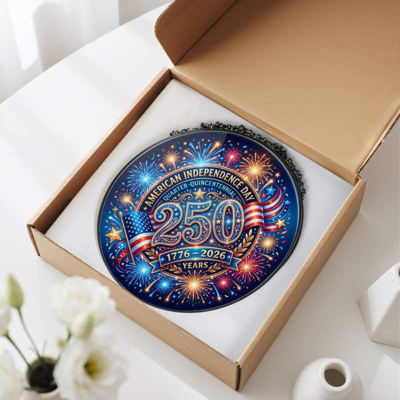 Panneau de fenêtre en verre pour décoration intérieure American Independance USA 250th Anniversary - H 12 po, H 12 po