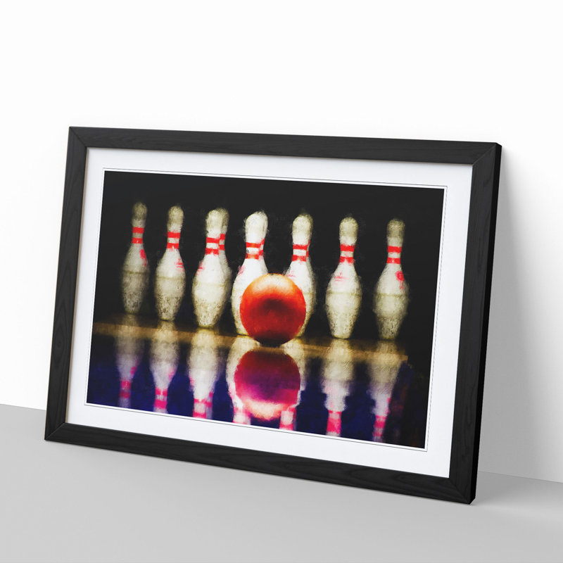 Ten Pin Bowling - Picture Frame Graphic Art, 27cm H x 36cm W x 2cm D, Black