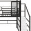 Lit mezzanine en métal avec glissières, escaliers et tablettes de rangement-1115261650