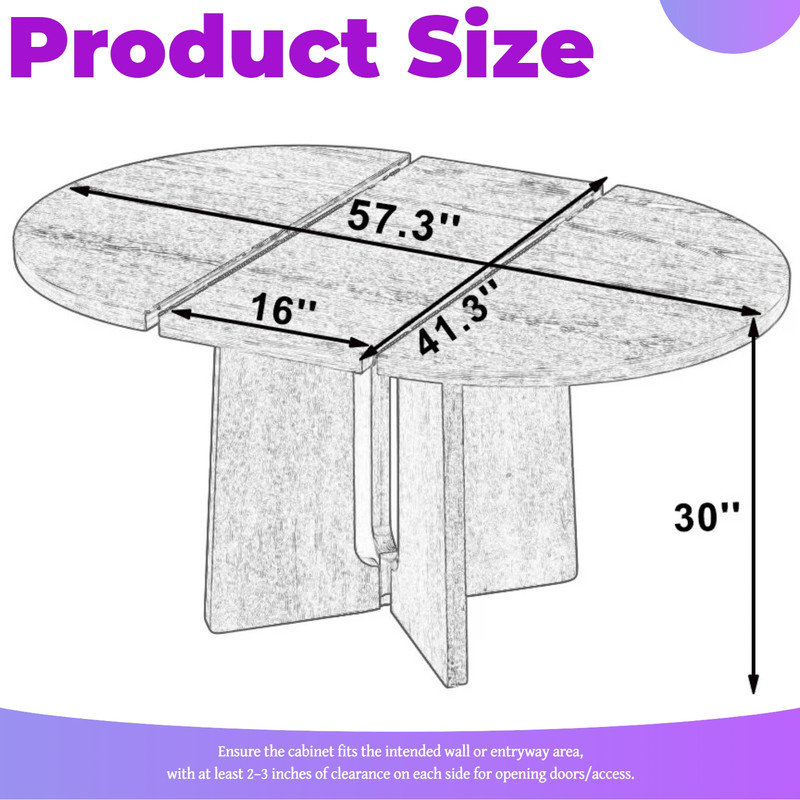 Solid Wood Round Dining Table With Extendable Top For Home Dining, Natural