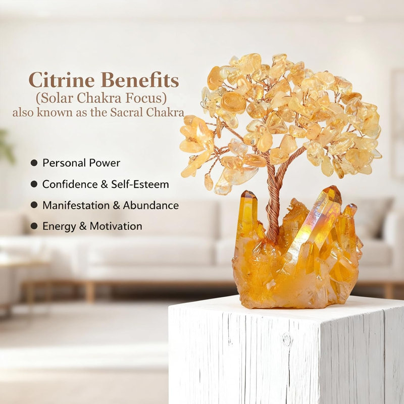 Arbre de vie en cristal jaune