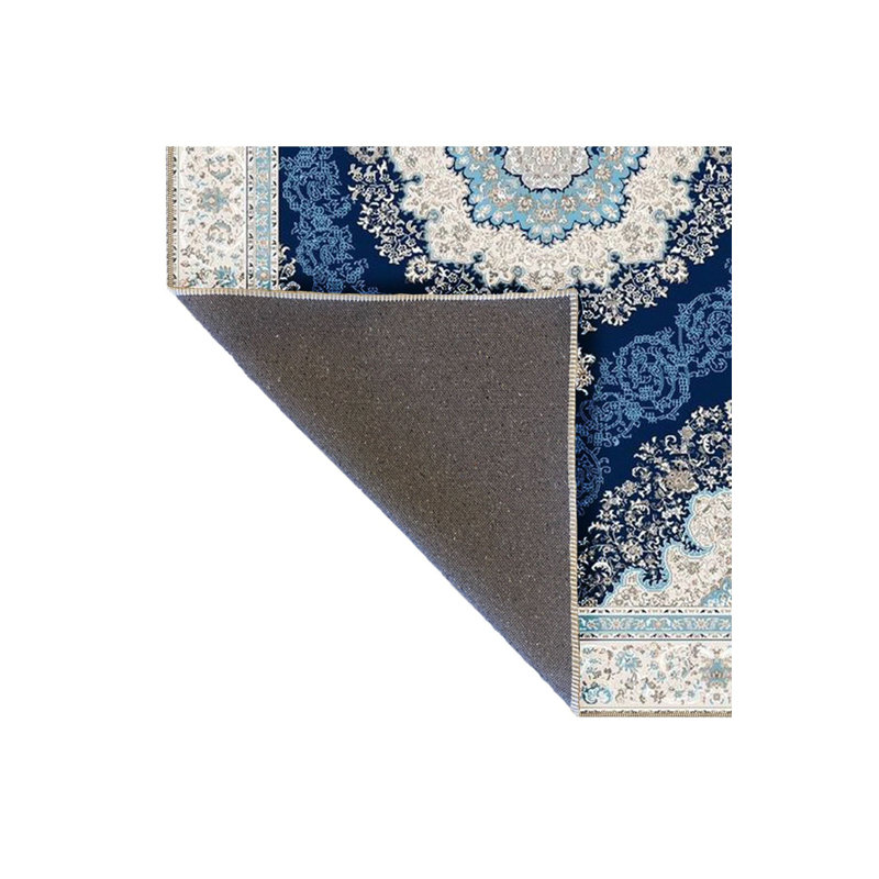 Tapis décoratif floral bleu traditionnel lavable à la machine, Tapis de couloir 2 pi 6 po x 6 pi 7 po inclus