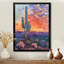 Cactus vert mauve, désert, coucher de soleil II - Cactus, art mural-511006706-511006708