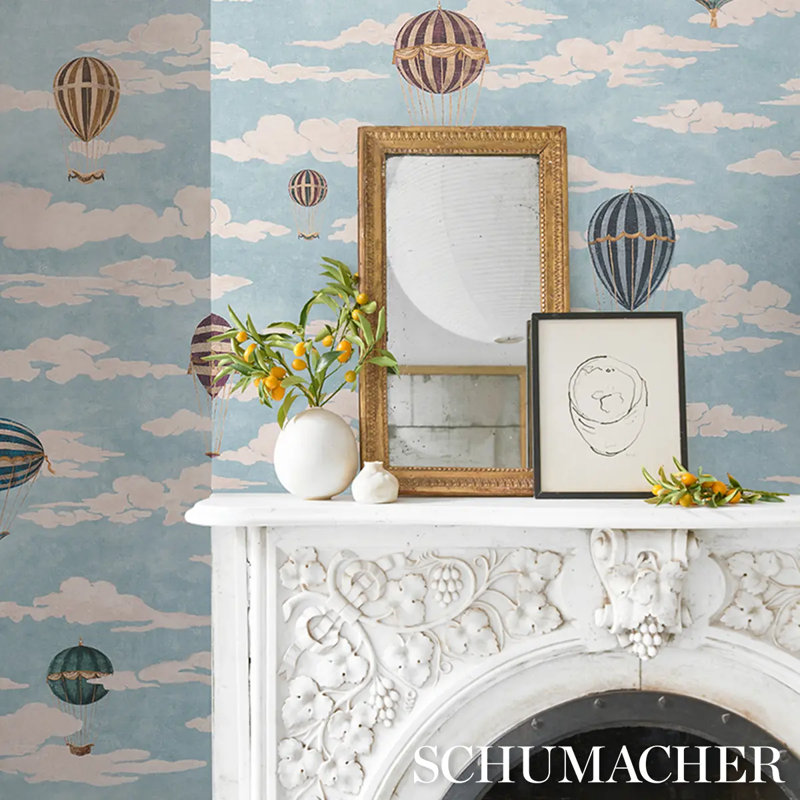 Schumacher X Carl D'Aquino Wallpaper Roll by Carl D’Aquino, Blue
