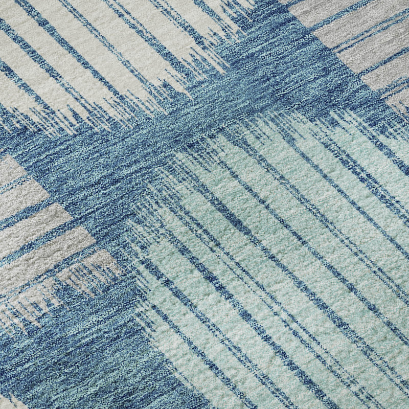 Premium Machine Washable Prisco Teal Rug, Rectangle 9' x 12'