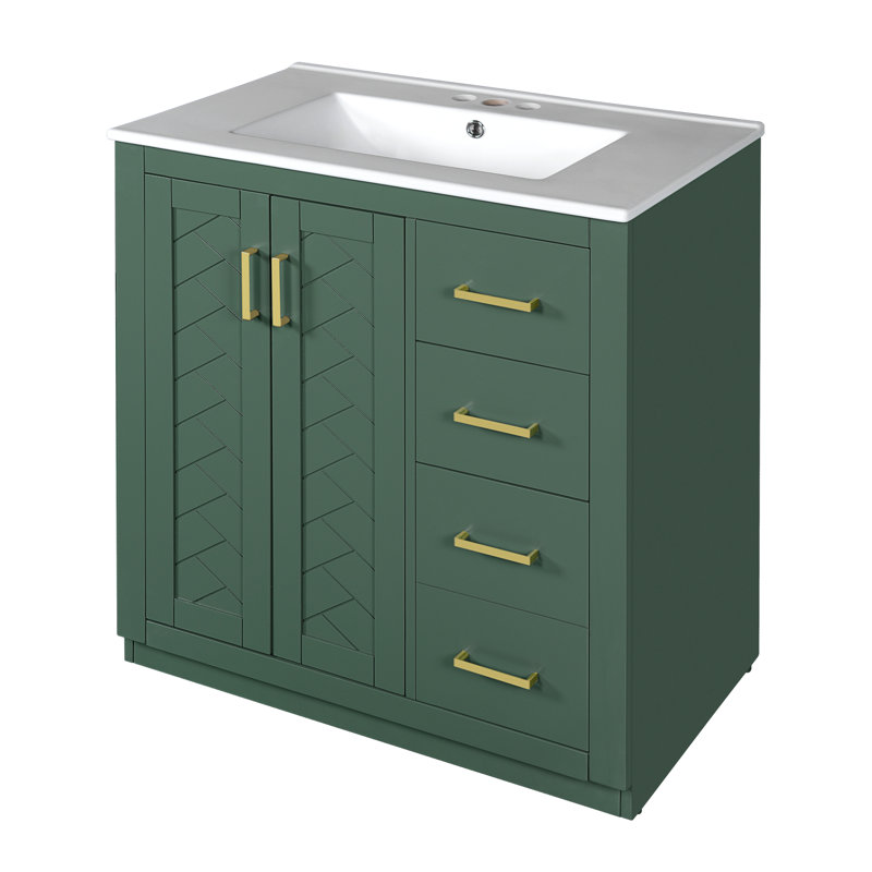 Meuble-lavabo 30 po avec comptoir en céramique, Vert