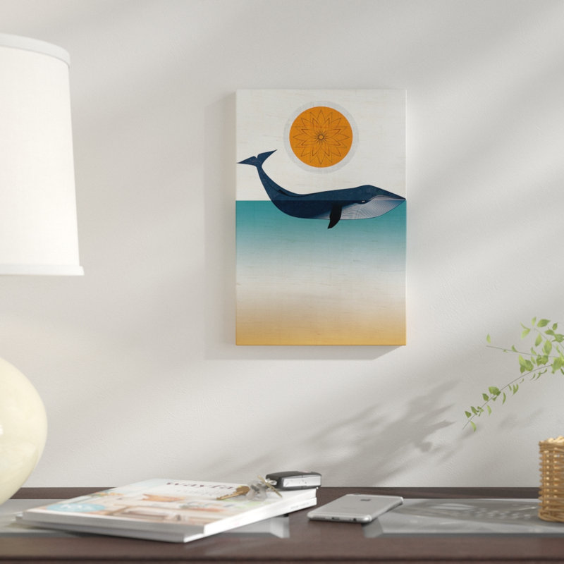 Baleine bleue - Impression sur toile, H 18 po x l 12 po x P 1,5 po, Toile tendue, Pas de tapis