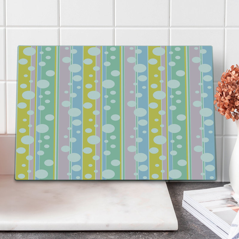 Ambesonne Abstract Cutting Board Large Size Pastel Colored Stripes Multicolor