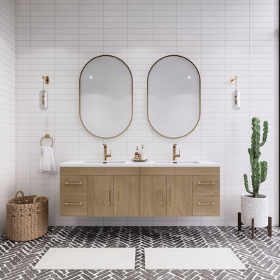 Ensemble de meuble-lavabo double mural 72 po Spring