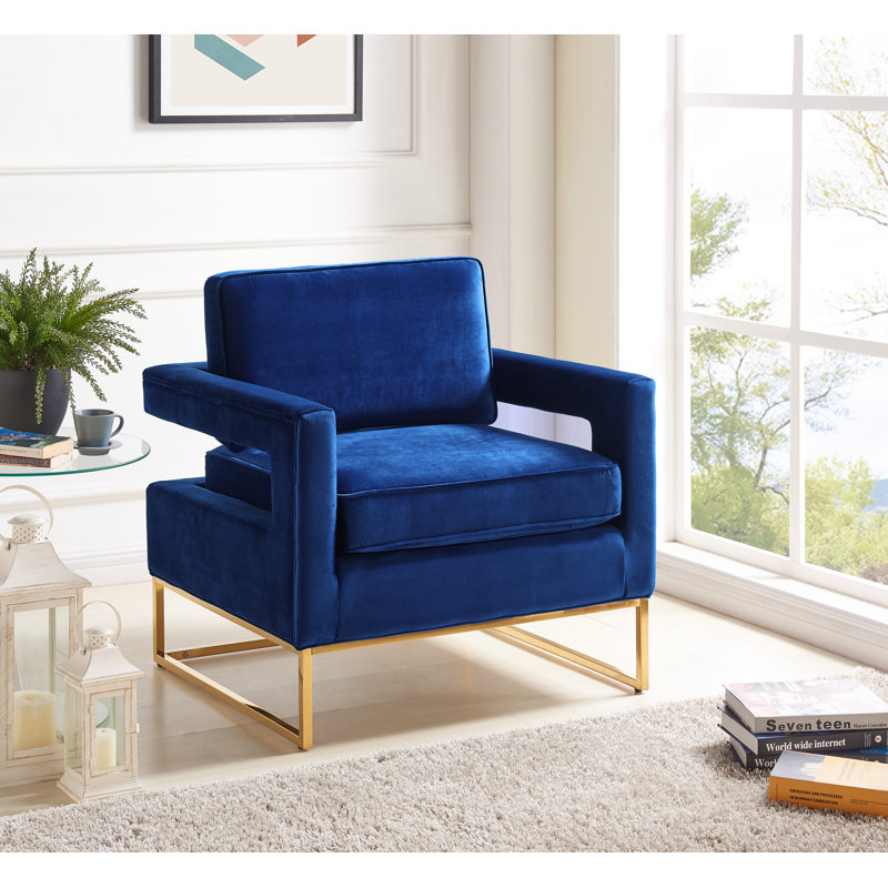 Binghamton Velvet Armchair, Black Velvet, Gold
