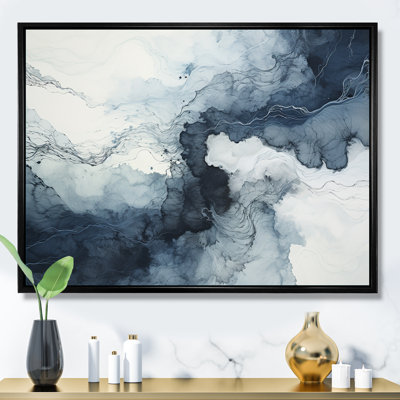 «Blue and White Marble River III», reproduction d'art sur toile abstraite
