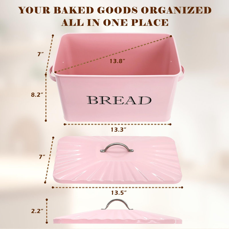 Bread Box For Kitchen Countertop, Metal Bread Box