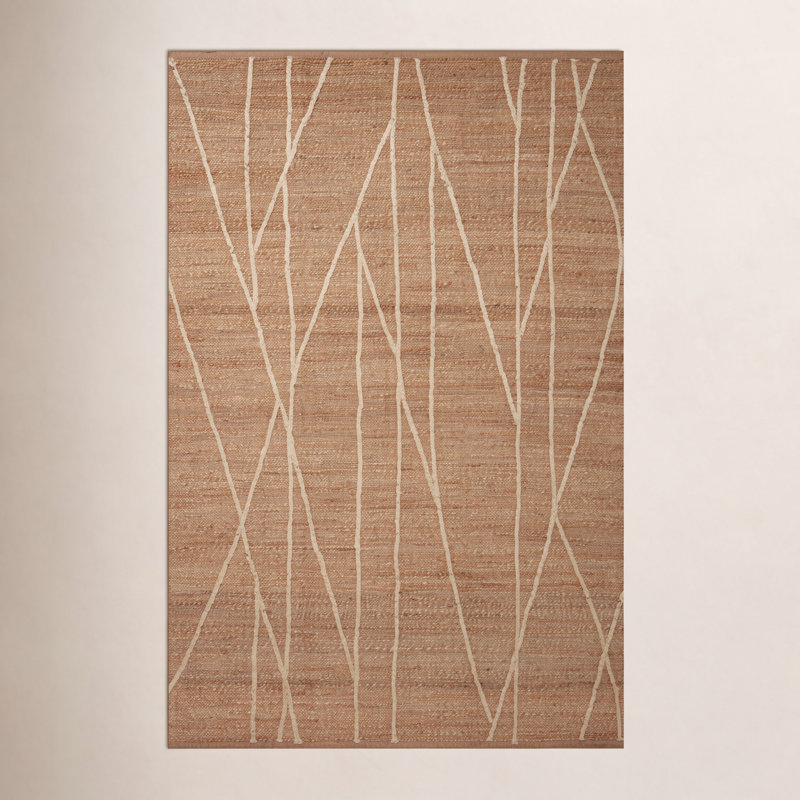 Albemarie Geometric Handmade Natural/Ivory Area Rug, Rectangle 5 pi x 7 pi 6 po