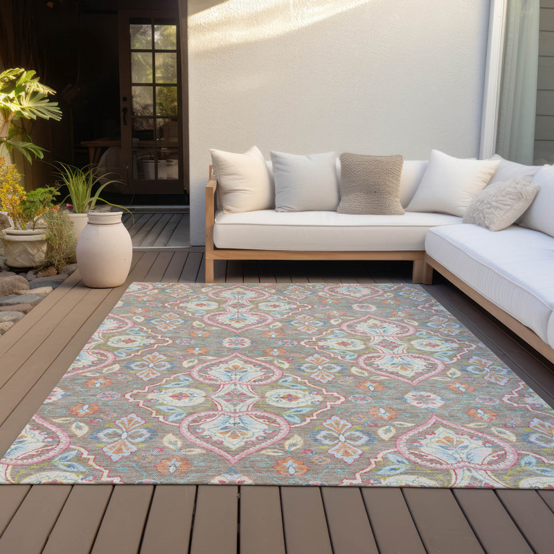 Machine Washable Indoor/Outdoor Husby ACN2207 Bohemian Rug, Rectangle 10' x 14'