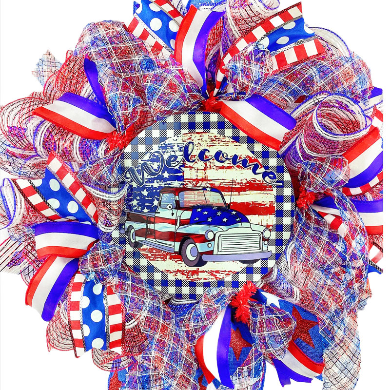 Couronne en maille 17 po Patriotic Classic