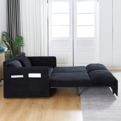 Modern Sofamh'' 64.5  Sleeper Sofa Bed  3-In-1 Adjustable Sleeper With Pullout Bed   2 Pillows And Side Pockets  Soft Corduroy Convertible Sleeper Sofa Bed    Apartment Office