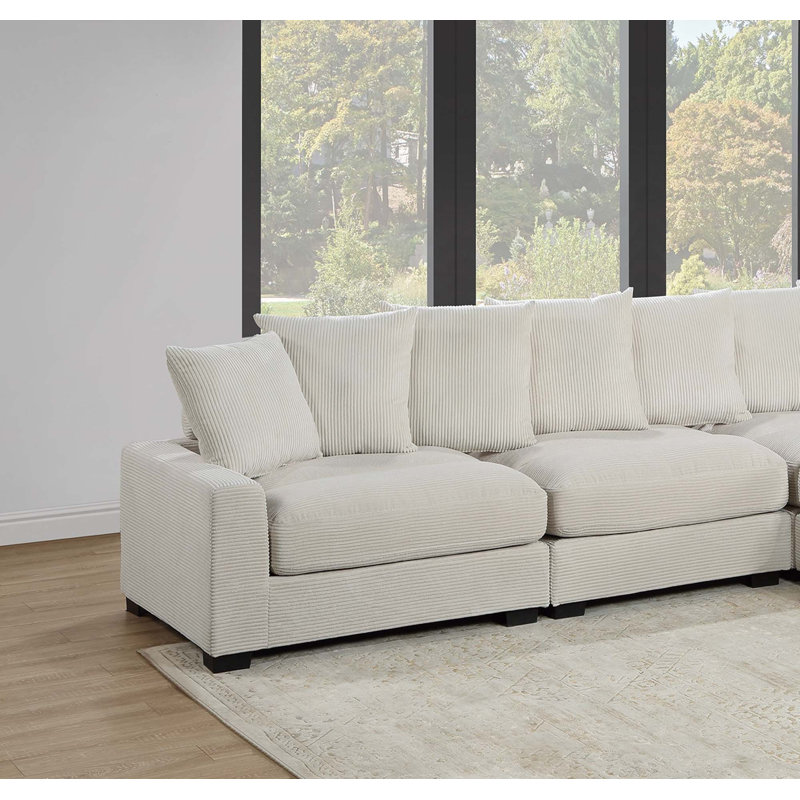 Ensemble de canapé modulaire 4 pièces 4 pièces, Velours côtelé beige