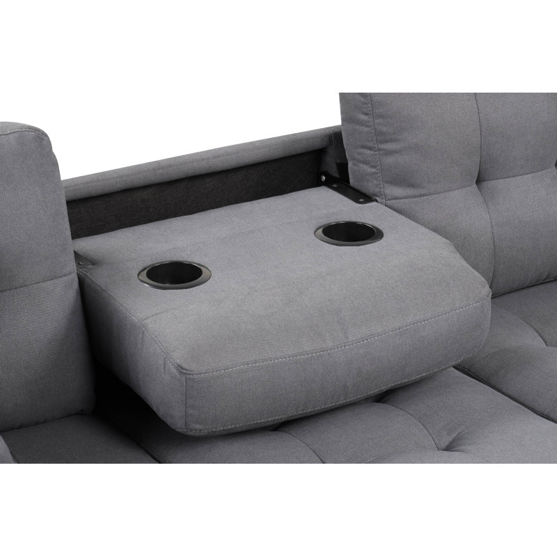 Misja Upholstered L-Shaped Sectional Reversible, Dark Gray Fabric