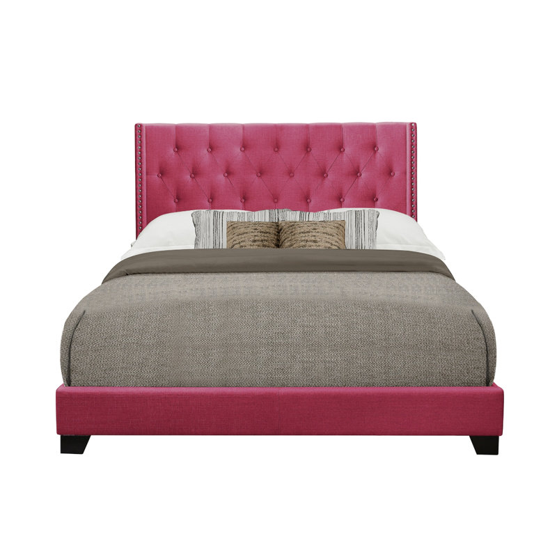 Lit tapissier Mynatt, Très grand, Rose