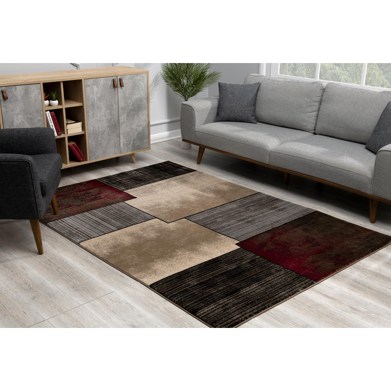 Tapis gris / beige Barrville, Rectangle 7 pi 9 po x 10 pi 9 po