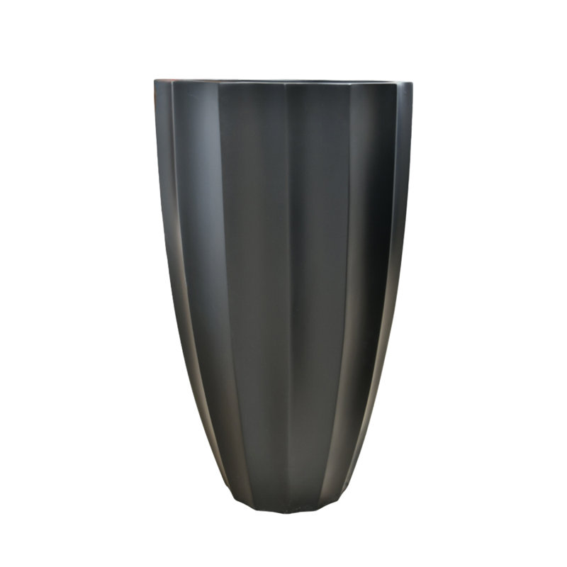 Pot à fleurs en fibre de verre, Noir, H 30 po x l 17 po x P 17 po