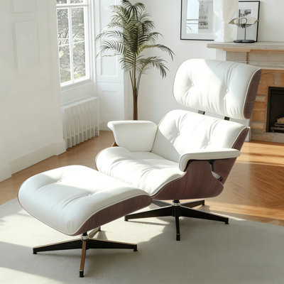 Leather Swivel Accent Chair With Ottoman