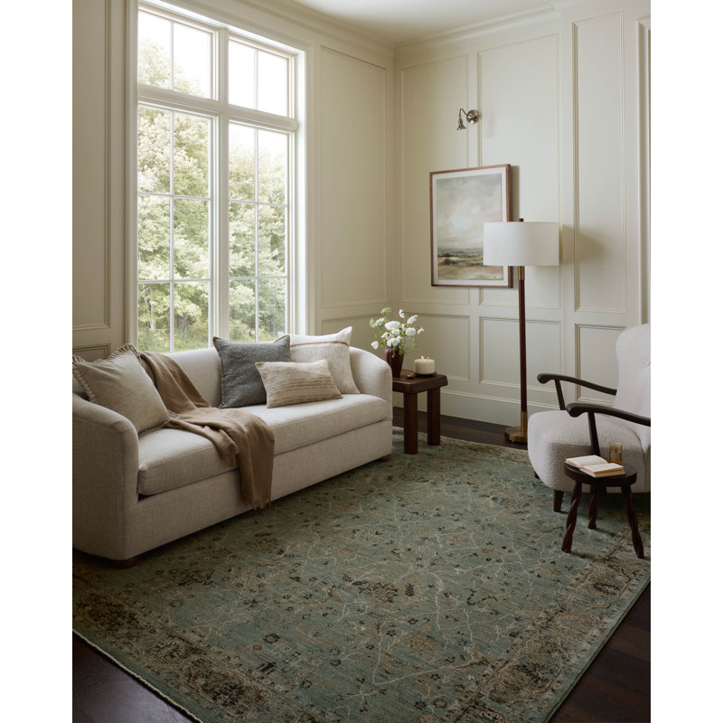 Tapis traditionnel turquoise / olive Loloi Rosalind, Rectangle 6 pi 7 po x 9 pi 2 po