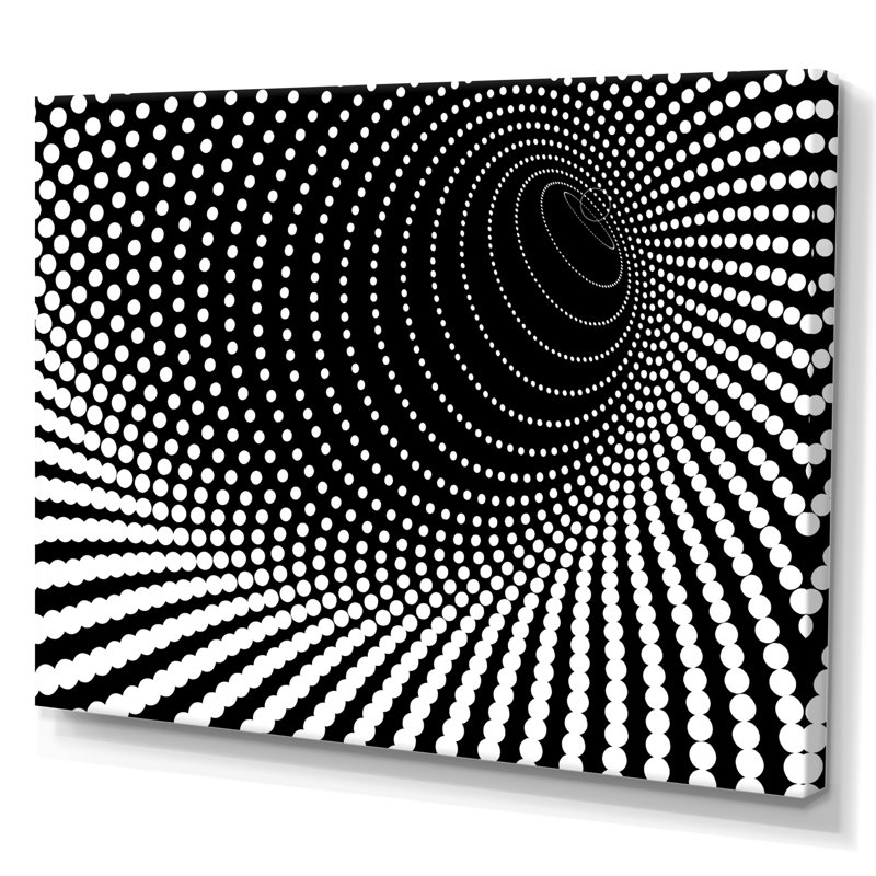 Abstrait vortex noir et blanc - art mural moderne sur toile, H 24 po x l 36 po x P 1 po, Toile tendue