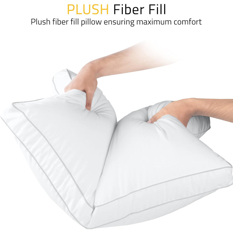 White Queen Size Gusseted Down Alternative Pillows, Set of 2