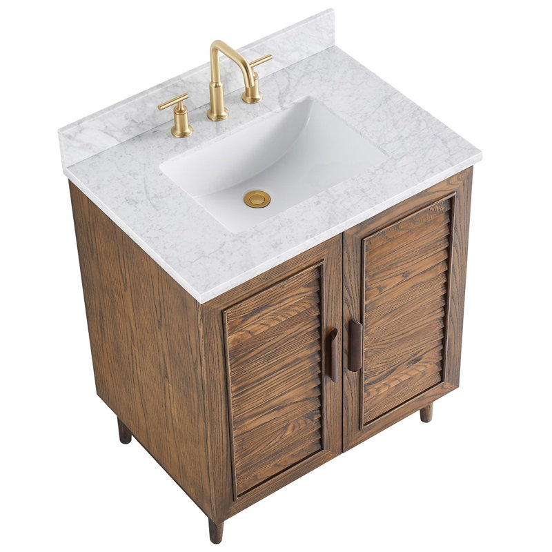 Lowell 30" Freestanding Standard Single Bathroom Vanity with Top, Carrara Marble