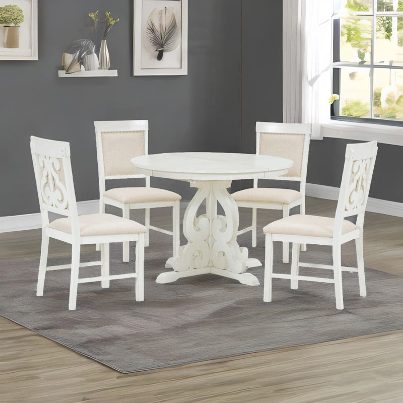 Daizsa 4 - Person Extendable Pedestal Dining Set, White