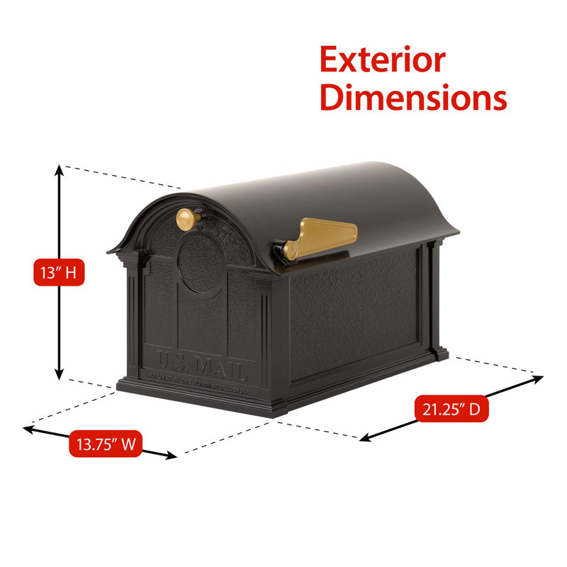 Aluminum Post Mounted Mailbox, Black