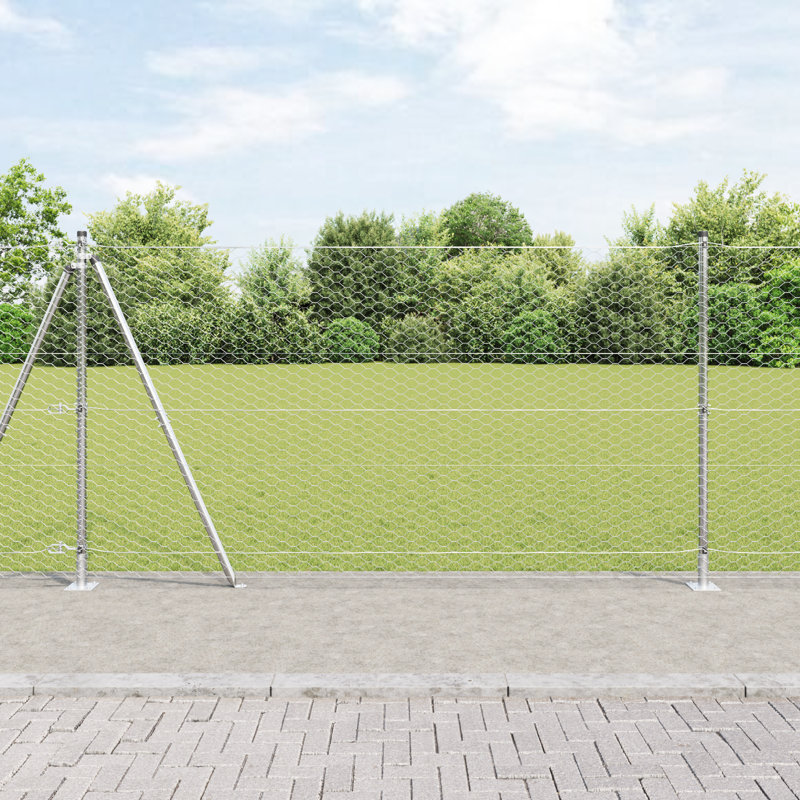 Hexagon Fence Galvanised Steel, Silver, 120cm H x 1000cm W