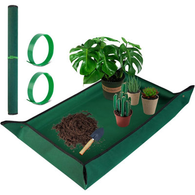 Extra Large Waterproof Repotting Mat For Indoor Plant Transplanting – Thick Foldable Gardening Mat For Mess Control, Easy-clean Surface For Succulents And Houseplants – Green