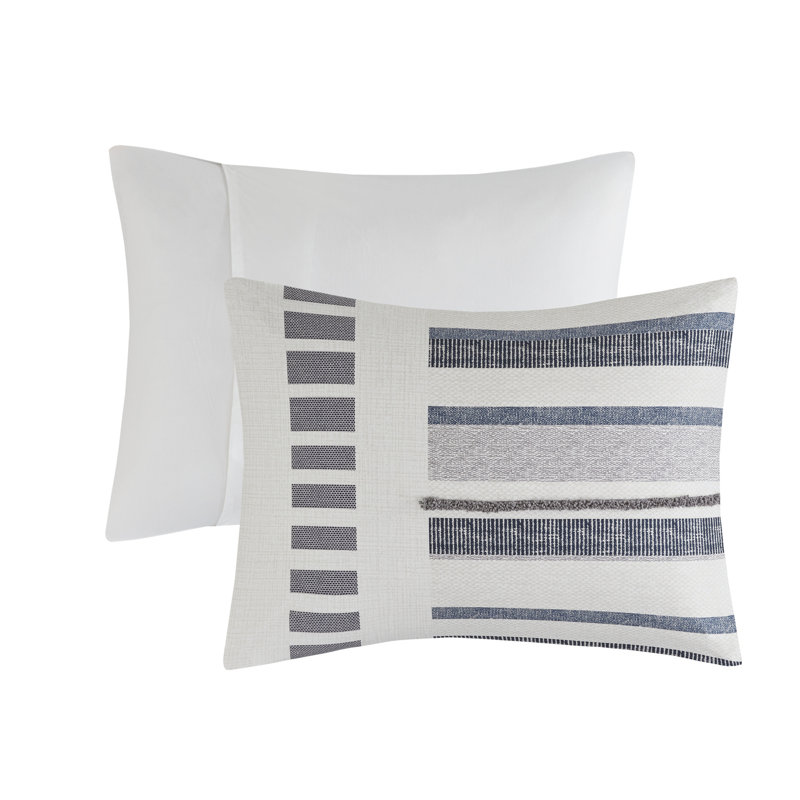 Gray and Navy King Cotton Down Alternative Comforter Set