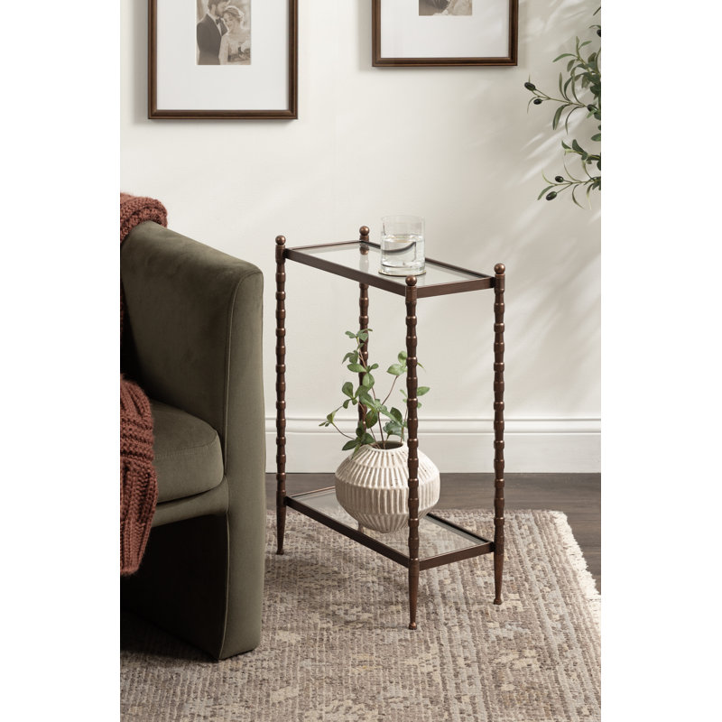 Table d'appoint prisha rectangulaire en verre prisha, Bronze