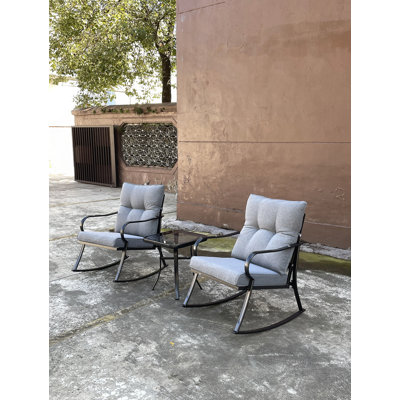ROCKER SET CHAIR AND TEAPOY  Medium Grey