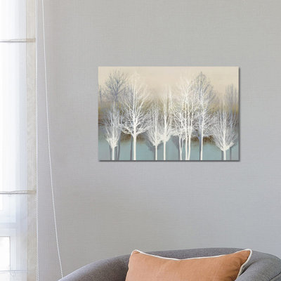 Trees on Aqua 1 Piece Wrapped Canvas Wall Art