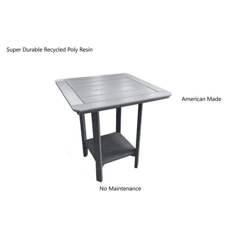 Phat Tommy Square Pub Table, Gray